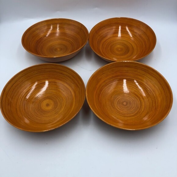 Vintage MCM Salad Bowl Set Orange Swirl Dinnerware 5 Pieces Collectible - Picture 5 of 11